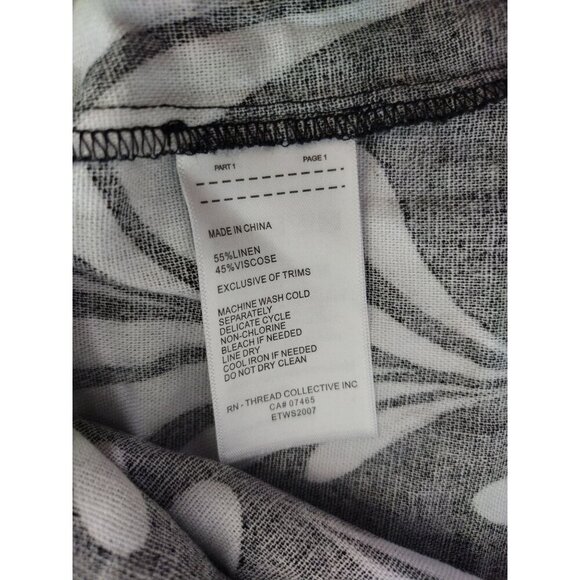 Ellen Tracy Black & White Sleeveless Floral Print Linen Blend Top Womens Size S. - Picture 4 of 8